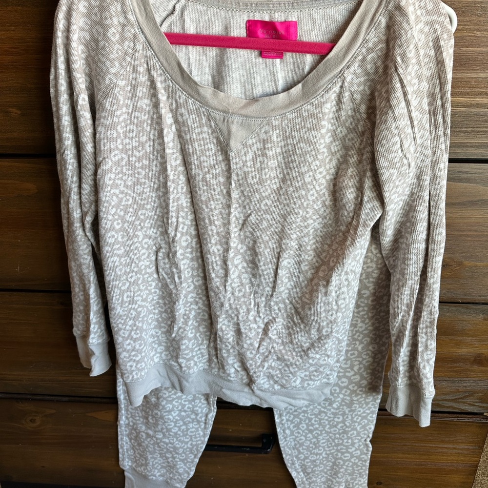 Victoria's Secret Beige Leopard Print Pajama Set